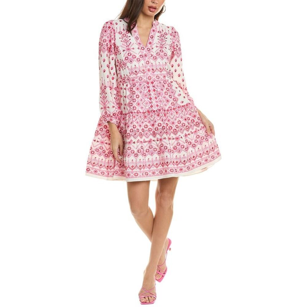 Hale Bob Pink Patterned Midi Dress